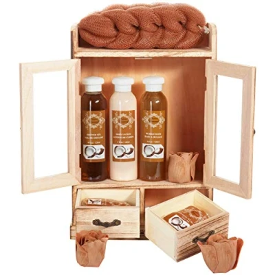 Afbeelding van BRUBAKER Cosmetics Bad en Verzorgingsset in Houten Kastje Kokosnoot Cadeauset 10 Delen Cadeautip Vrouw Cadeau Idee Moederdag cadeautje