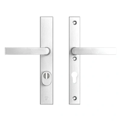 Afbeelding van AXA veiligheidsbeslag achterdeur Edge Plus rechth. smalschild Blok kruk/kruk PC72 met kerntrekbeveiliging SKG3 aluminium