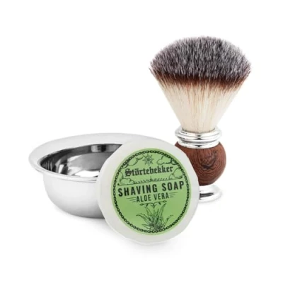 Afbeelding van Störtebekker® Premium scheerkwastenset met scheerschaal van roestvrij staal en scheerzeep [incl. scheer baardgids e book] cadeau idee perfecte aanvulling op scheermes (Aloe Vera)