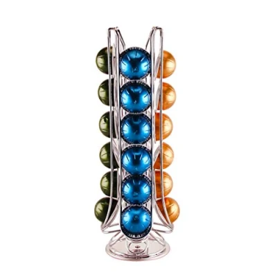 Afbeelding van EXZACT Koffiecapsulehouder, compatibel met Vertuo Pods (24 stuks) Roterend Pod Tower Rack (Vertuo niet inbegrepen)
