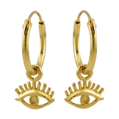 Afbeelding van Zilveren oorbellen oorringen met hanger Gold plated hanger, oogje