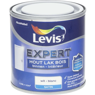 Afbeelding van Levis Expert Lak Binnen Satin Wit 0.25L