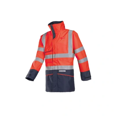 Afbeelding van SIOEN 7223 Hedland vlamvertragende/antistatische signalisatie regenparka fluo (rood/marine) 7223N3EF7815XS