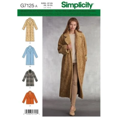 Afbeelding van Simplicity US8797APatroon 8797 Misses Loose Fitting Gevoerde jas, Papier, Wit, A (XS S M L XL)
