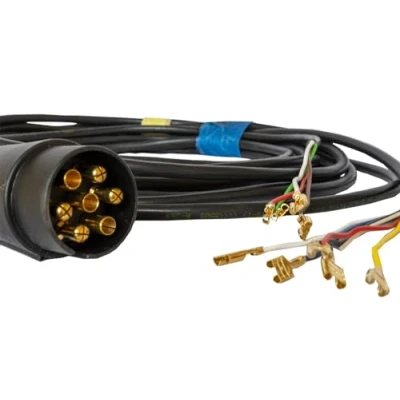 Afbeelding van de kabel voor aanhanger met een 7 polige stekker zonder bajonetten draaddoorsnede van 0,75 mm en lengte 4 m