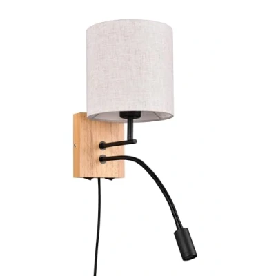 Afbeelding van TRIO NILAM Wand lamp met leeslamp Hout naturel Ecru kap