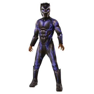Afbeelding van Rubie&#039;s Officieel Avengers Black Panther Battle Suit, Deluxe Kinderkostuum, klein, leeftijd 3 4, hoogte 117 cm, meerkleurig