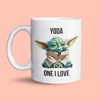 Afbeelding van NietMokken.nl Yoda One I Love mok Leuk cadeau voor je Valentijn Keramische tas 325 ml Grappige beker Star Wars liefhebber