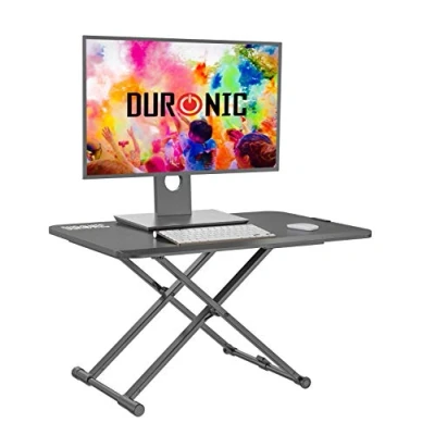 Afbeelding van Duronic DM05D24 Zit Sta Bureau Hoogte Verstelbaar Kantoor Werkstation 74 x 47 cm Platform Verhoogt 5 40 Inc. Toetsenbordlade Ergonomische Verhoger voor PC Laptop Toetsenbord &amp; Muis