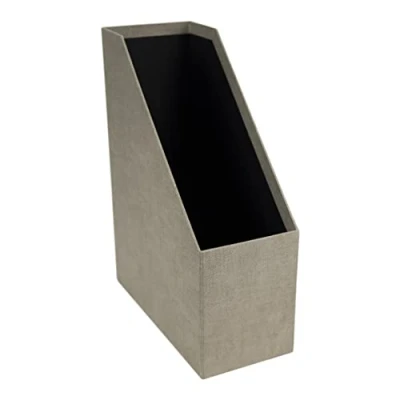 Afbeelding van Bigso Box of Sweden ESTELLE tijdschriftenhouder voor tijdschriften, tijdschriften en dossiers praktische organizer van vezelplaat papier in linnenlook stabiele met handvat