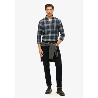 Afbeelding van Superdry Mannen Katoenen Houthakkersoverhemd met Lange Mouwen Blauw Grootte: L
