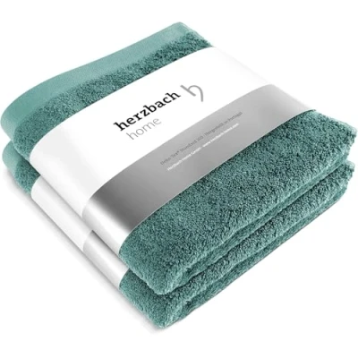 Afbeelding van HERZBACH HOME 2 Premium Handdoeken 50 x 100 cm (oceaangroen) Hoogwaardige, zachte en absorberende handdoek 100% natuurlijk katoen