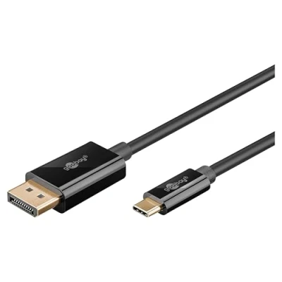 Afbeelding van Goobay USB C auf DisplayPort Kabel 4K @ 60 Hz, 3 m, schwarz (3 m, Type C), Videokabel