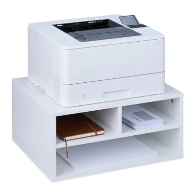 Afbeelding van Relaxdays printerkast 22,5 x 47 40 cm 3 vakken bureau organizer wit