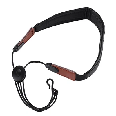 Afbeelding van Luxe universele verstelbare zachte gevoerde schouderriem lederen altsaxofoon nekriem muziekinstrument accessoire met metalen haak voor saxofoons, hoorns, basklarinetten, basoons, hobo&#039;s en
