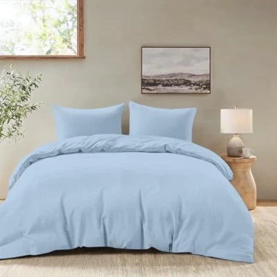 Afbeelding van Dreamzie Dekbedovertrek 240x220 cm met 2 kussenslopen 65x65 Blauw volwassen bedset van 100 procent microvezel gecertificeerd vrij chemicaliën (Oeko TEX)