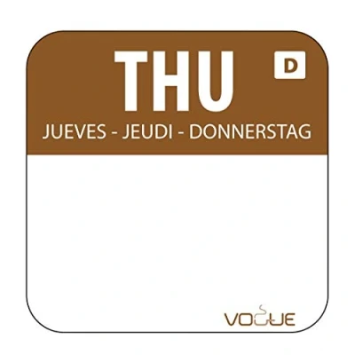 Afbeelding van Oplosbare Voedseletiketten Kleurcode Donderdag Rol 1000 Vogue U780