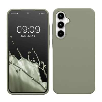 Afbeelding van kwmobile telefoonhoesje geschikt voor Samsung Galaxy A35 Hoesje met siliconen coating Smartphone case in grijsgroen