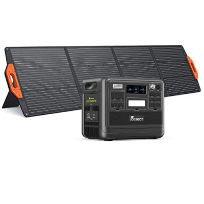 Afbeelding van FOSSiBOT Solargenerator met 200 W zonnepaneel, 2048 Wh LifePO4, draagbaar powerstation, 3 x 230 V, 2400 AC stopcontact, mobiele stroomvoorziening voor camper, outdoor, doe het zelvers en als