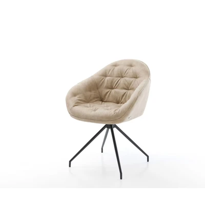 Afbeelding van Draaistoel Gaio Flex kruisframe conisch zwart beige vintage 180 draaibaar