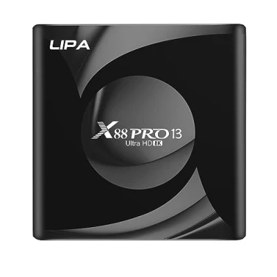 Afbeelding van Lipa X88 Pro 13 Android Tv box 4 32 GB Mediaplayer voor media streamer Met Kodi, Netflix en Playstore 8K decoder Apps via internet Wifi ethernet Dolby geluid Bluetooth