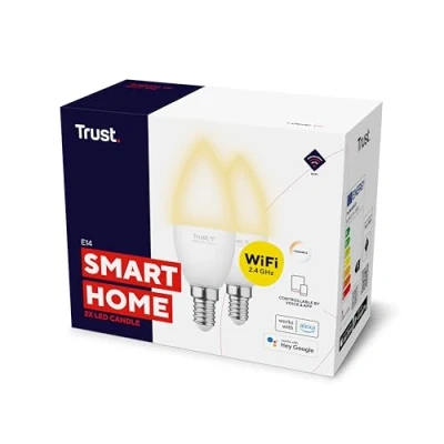Afbeelding van Trust Wifi Smart LED Bulb E14, Bulb, Dimbare Candle Lightbulb, Werkt met Alexa en Google Nest, Warm tot Koel Wit, 1800 K 6500 K, Duo Pack White Ambience