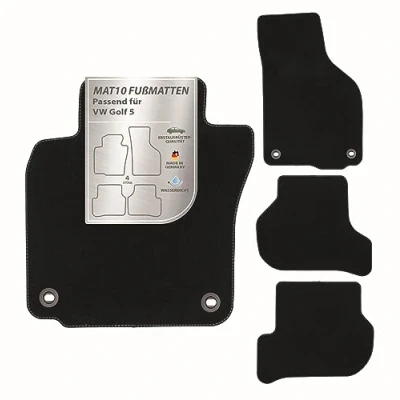 Afbeelding van MAT10 Silver Line: VW Golf V compacte wagen en variant bouwjaar 2003 02 2009 07 auto vloermatten autotapijt velours premium kwaliteit 4 delig zwart gegarandeerde pasvorm