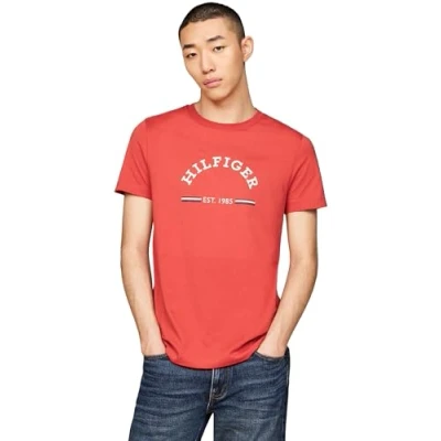 Afbeelding van Tommy Hilfiger LOGO Tshirt print, Heren, Maat: XS, Terra red