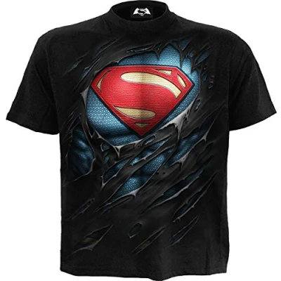 Afbeelding van Spiral Superman Heren Tshirt S RIPPED Zwart
