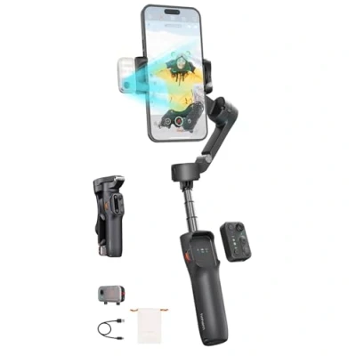 Afbeelding van hohem iSteady V3 Gimbal stabilisator voor smartphone, AI tracker vullicht, vrijstaande afstandsbediening, ingebouwde statiefverlengstang, 2024 verbeterde 3 assige telefoongimbal opvouwbare
