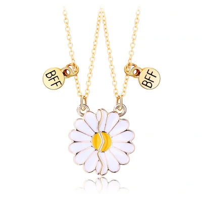 Afbeelding van Bixorp Friends BFF Ketting voor 2 met Magnetische Bloem Goudkleurig Vriendschapsketting