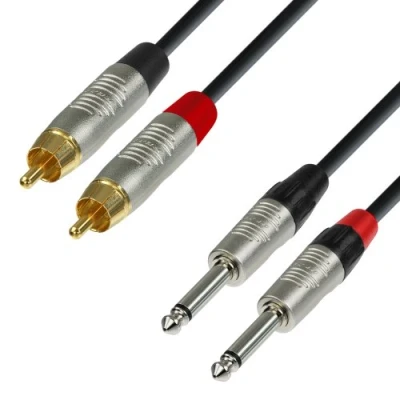 Afbeelding van Adam Hall 4 Star Series audiokabel Rean (1,5 m, 2 x tulpstekker mannelijk naar 6,3 mm jack mono)