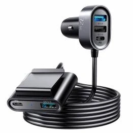 Afbeelding van Joyroom Autolader Oplader Snellader 3x USB A &amp; 2x C 72W (1.5m) [5x QC Fast Car Charger]