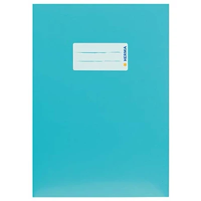 Afbeelding van HERMA 19769 Kartonnen boekomslagen DIN A5, met tekstveld, van stevig en extra sterk papier, set 10 nietbeschermers voor schoolschriften, turquoise