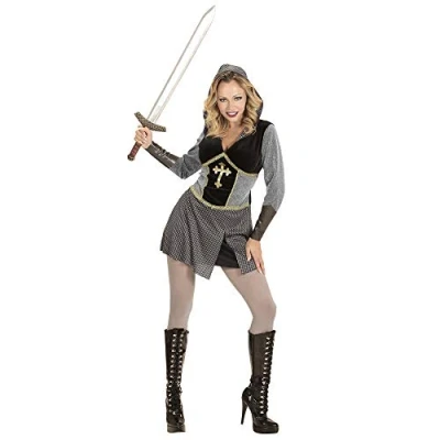 Afbeelding van Widmann Middeleeuwse &amp; Renaissance Strijders Kostuum Madame Joan Of Arc (Kort) Vrouw Grijs, Zilver Medium Carnavalskleding Verkleedkleding