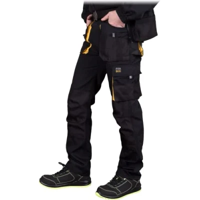 Afbeelding van REIS FORECO T BY werkbroek voor heren veiligheidsbroek cargo snijbeschermingsbroek zwart geel Maat: 58