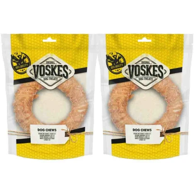 Afbeelding van 2x Voskes Kauwring Runderhuid met Kip 19 cm
