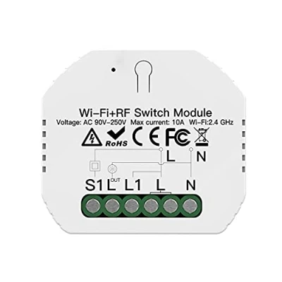 Afbeelding van SH104 Intelligente mini wifi schakelaar, smart switch module, 10 A, 220 V, functie met NO knop, RF 433, compatibel Amazon Alexa en Google Home (WIFI + RF433)