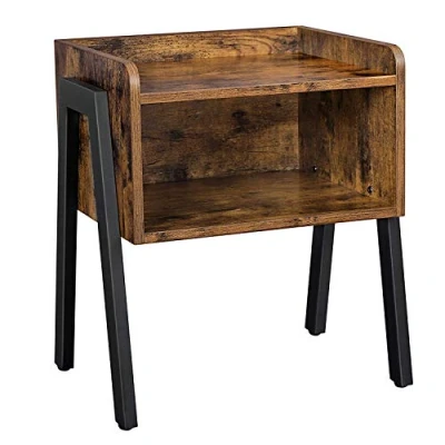 Afbeelding van Hoppa! Songmics Bijzettafel nachtkastje Zwart Hout 46 x 35 52 cm