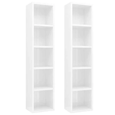 Afbeelding van vidaXL Cd kasten 2 st 21x16x93,5 spaanplaat hoogglans wit