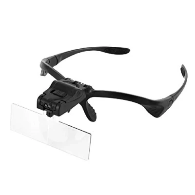 Afbeelding van Hoofdband Vergrootglas met LED licht, Wallfire Handsfree Leeskop Mount Bril 5 Afneembare Lenzen voor Lezen, Sieraden Loep, Horloge &amp; Elektronische Reparatie (1.0X, 1.5X, 2.0X, 2.5X,