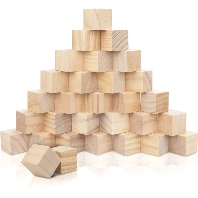 Afbeelding van Kurtzy Kleine Houten Kubussen (30 Pak) 3 x 3cm Natuurlijk Onbewerkte Naald Blokken Educatieve Hobby Voor DIY, Stempelen, &amp; Kunst, Puzzels, Nummers