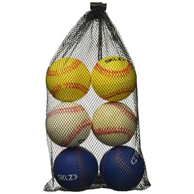 Afbeelding van SKLZ Gewogen trainingshonkbal, officiële maat schuimballen, bouwarmsterkte, wit/blauw/rood, 6 stuks