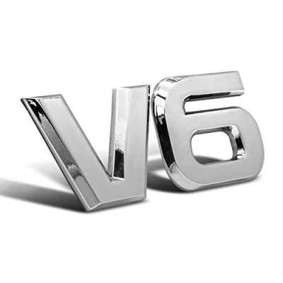 Afbeelding van V6 3D embleem voor auto, verchroomd metaal, logo