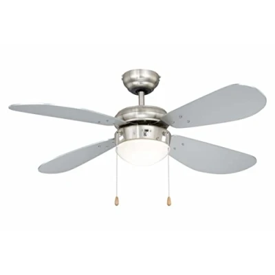 Afbeelding van Plafondventilator met verlichting Classic, behuizing nikkel, vleugelkleur zilver, 105 cm