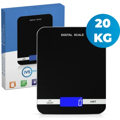 Afbeelding van Keukenweegschaal 1G tot 20KG Luxe Digitale USB oplaadbaar Inclusief batterijen Glasplaat LCD Scherm Tarra functie Zwart/Wit