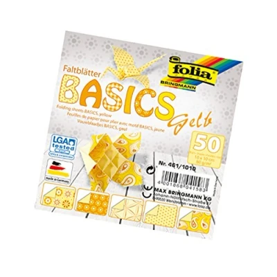 Afbeelding van folia 461/1010 vouwbladen Basics geel 10 x cm, 80 g/m², 50 vellen gesorteerd in 5 motieven ideaal voor prachtige vouwfiguren en vormen