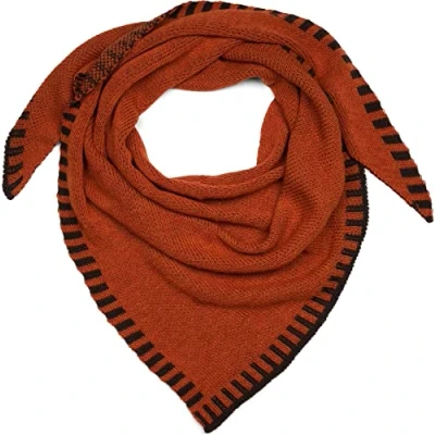Afbeelding van styleBREAKER Dames XXL Gebreide Driehoek Sjaal met 2 Kleurig Gebreid Patroon, Maxi Sjaal, Warme Winter 01020043, Kleur:Cognac donkerbruin