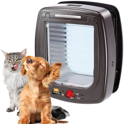 Afbeelding van Ferplast Kattenklep met microchip swing, microchip, grote deur voor katten en kleine honden, ingang uitgang regelbaar, 4 weg halsband elektronische chip