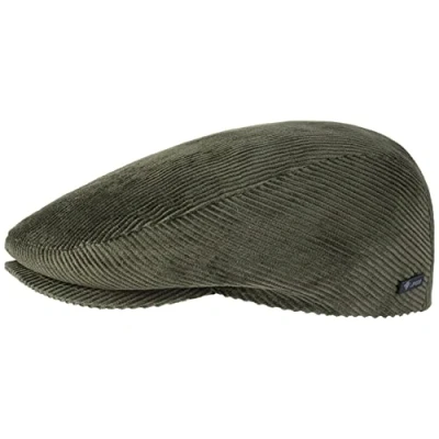 Afbeelding van Lipodo Cord Flatcap heren/dames/kinderen Made in Italy van katoen met voering Capmaten 49 61 cm cap zomer/winter S (54 55 cm) olijfgroen